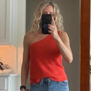 Free People Beach sweater asymmetrical one shoulder top